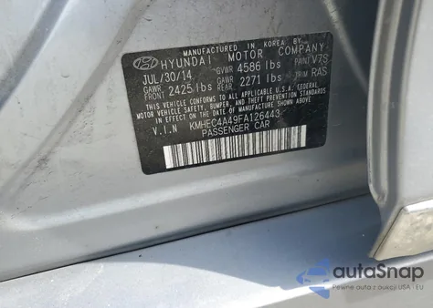 2015 Hyundai Sonata Hybrid from USA, damaged, VIN KMHEC4A49FA126443